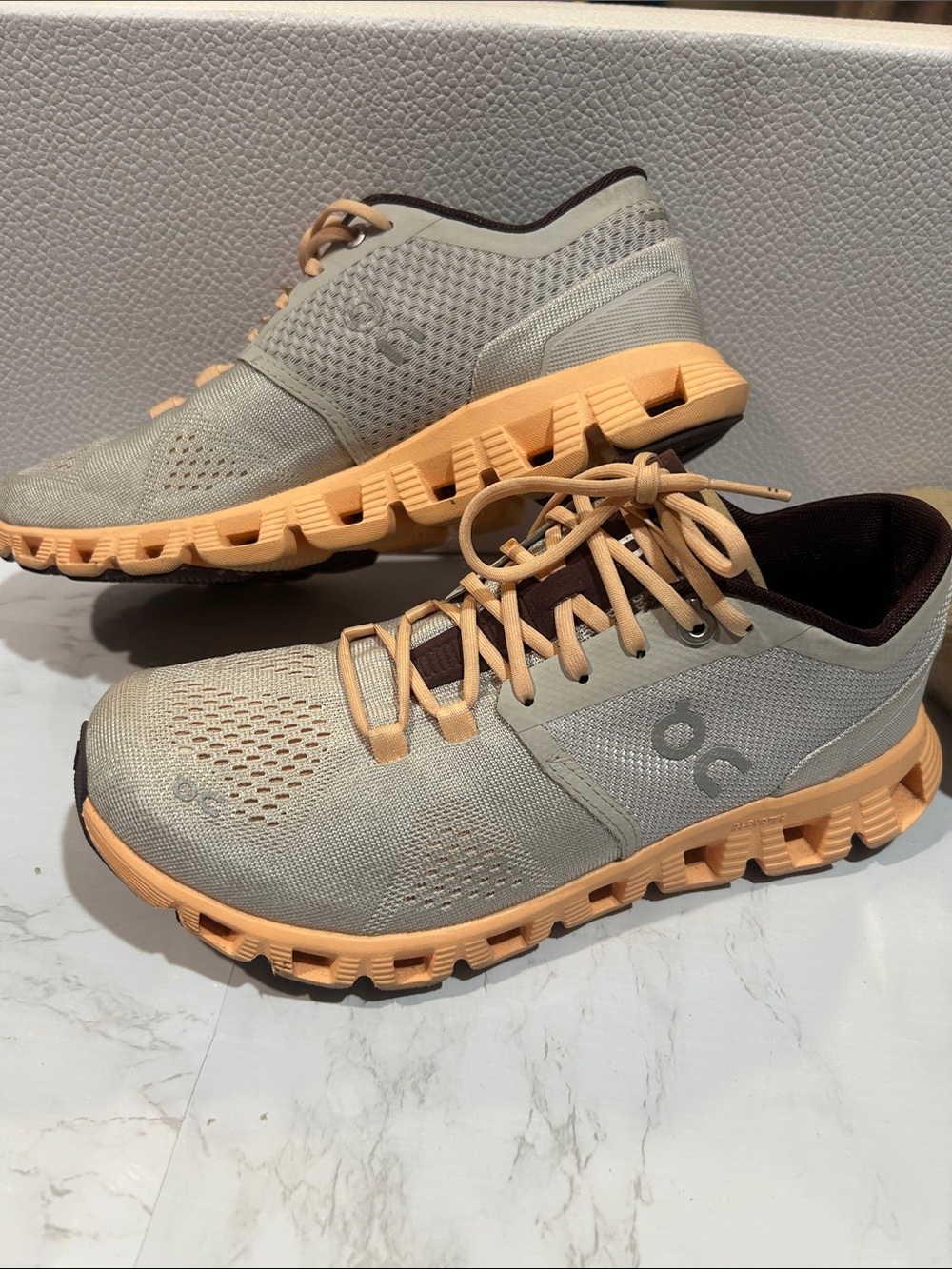 On Cloud On Running Beige & Peach Runner Sneakers - Picture 8 of 13
